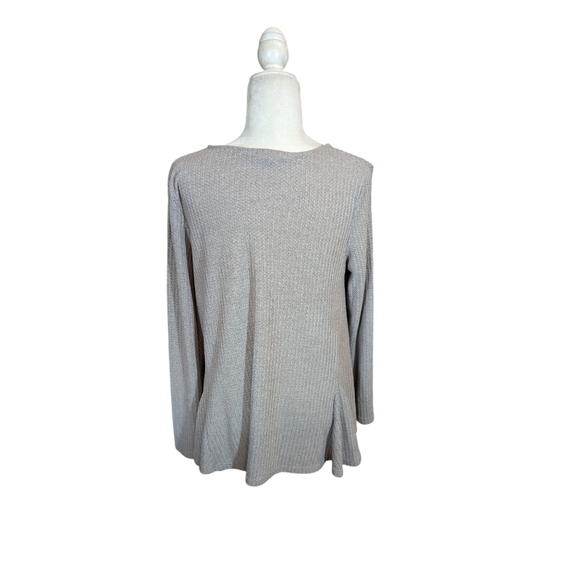 Waffle Knit Tunic Casual Relaxed Neutral Mushroom By Stevie Hender Sz L - Picture 5 of 8